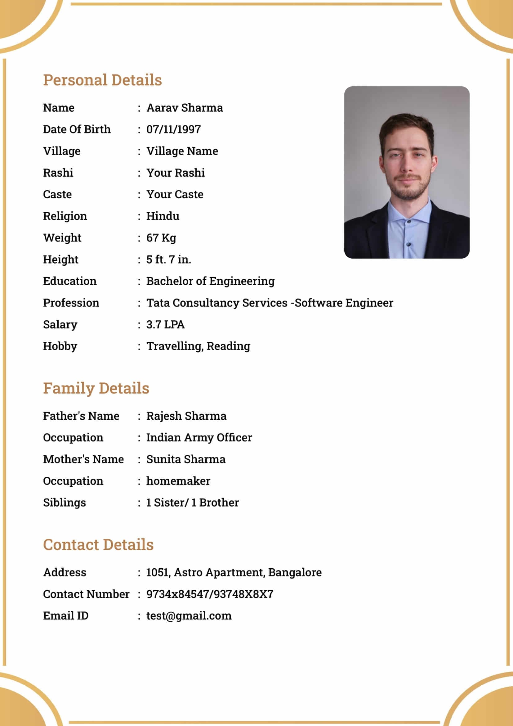 Biodata template 11