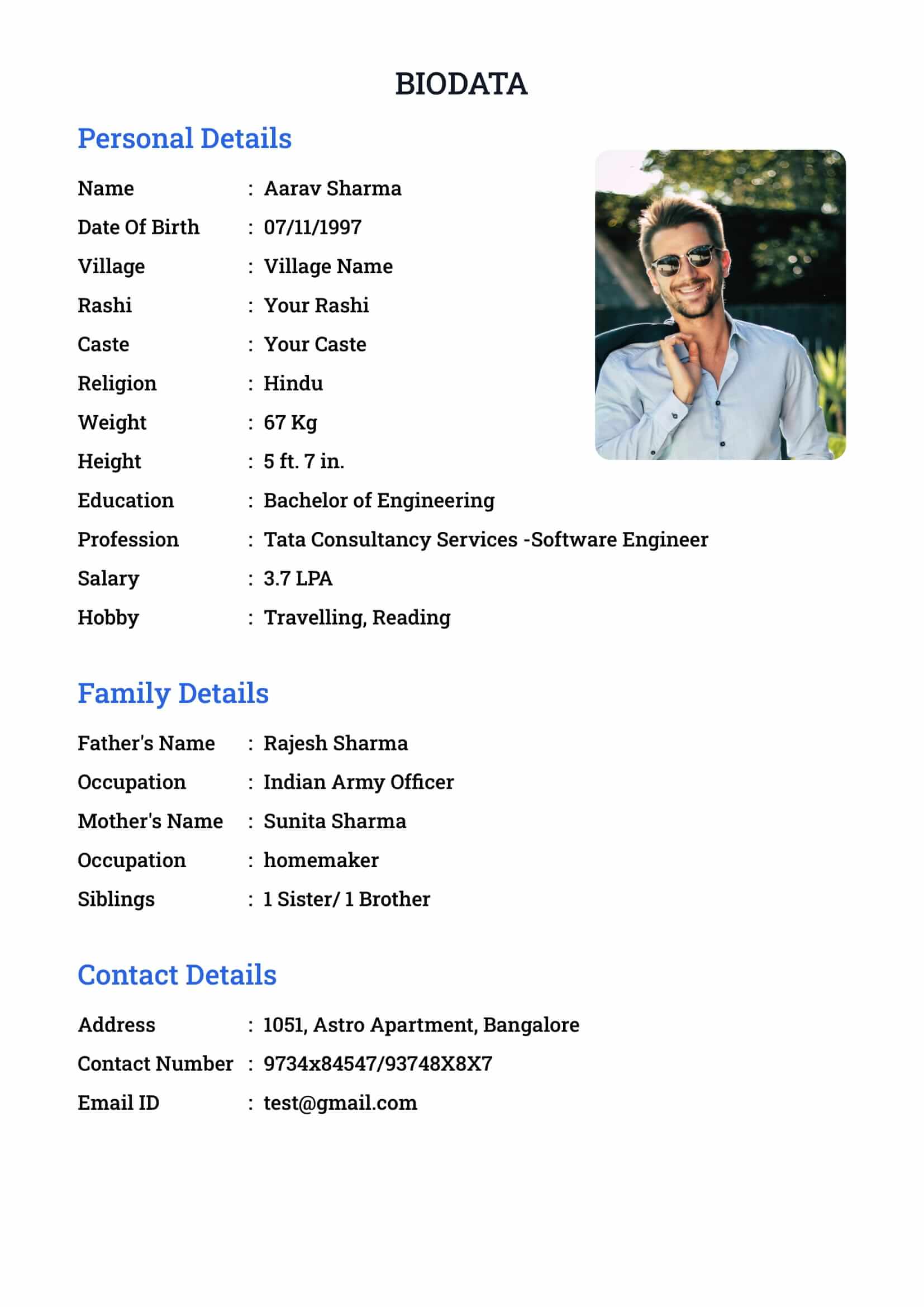 Biodata template 12