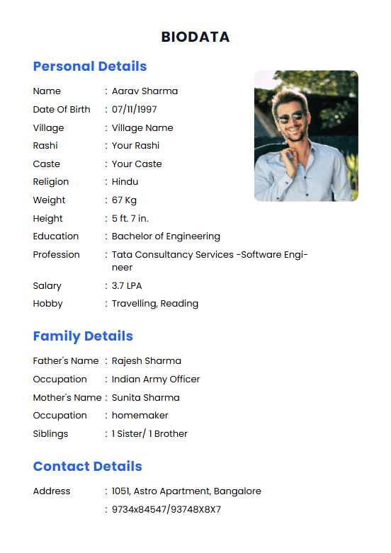 Biodata template 12