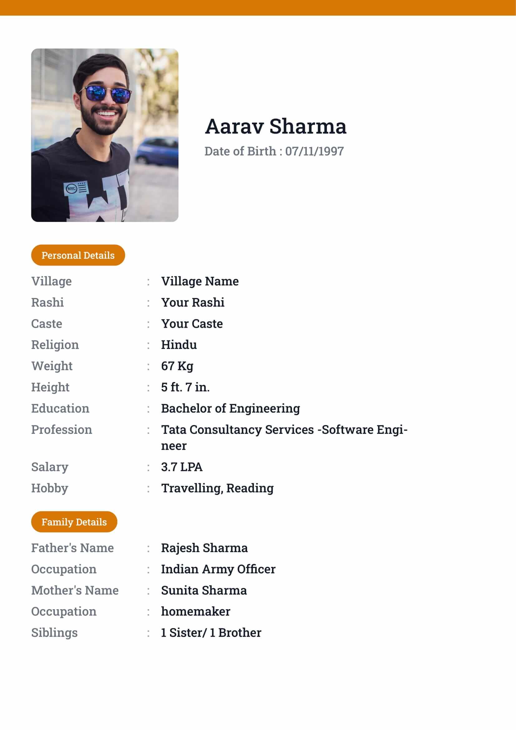 Biodata template 13