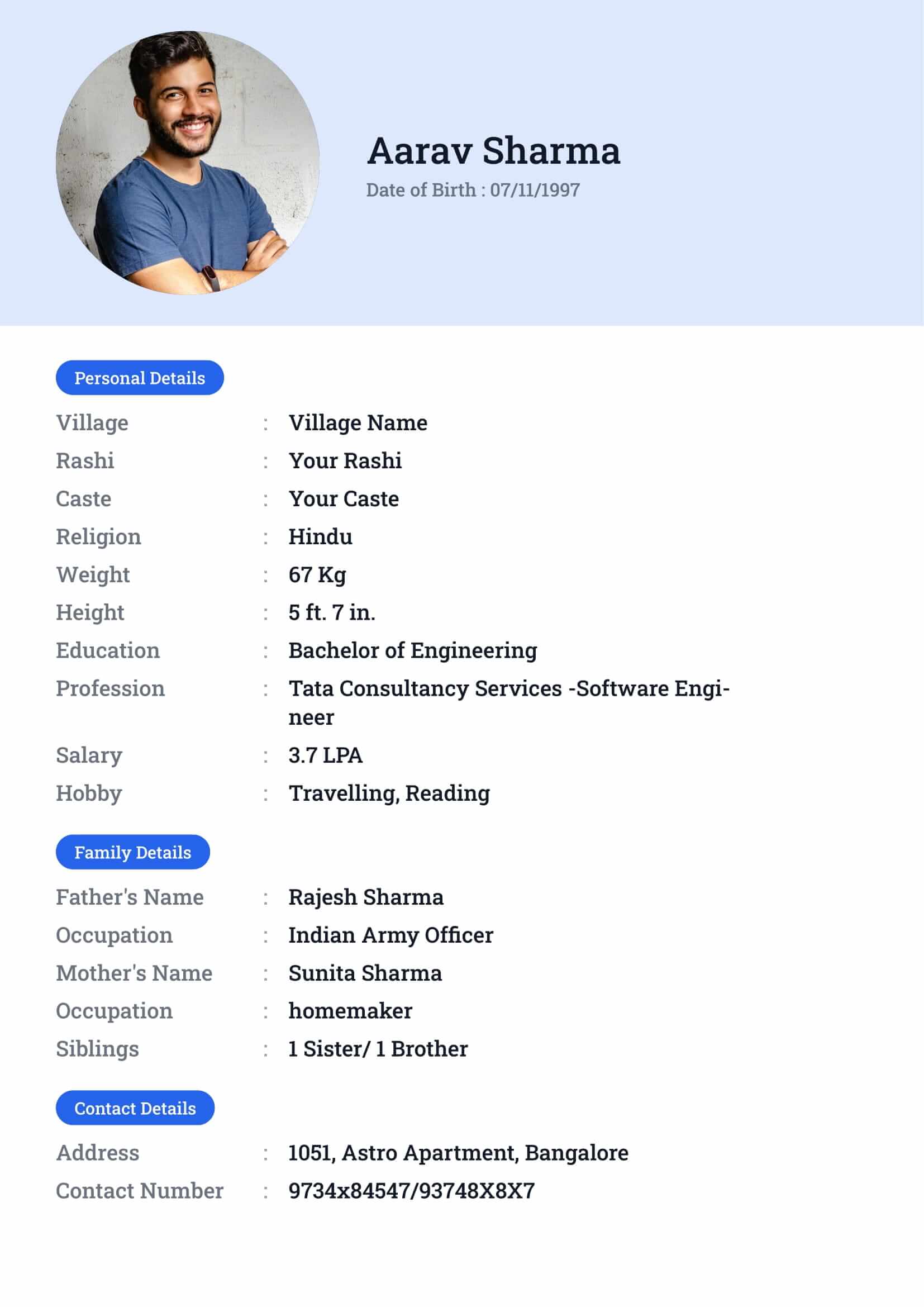 Biodata template 14