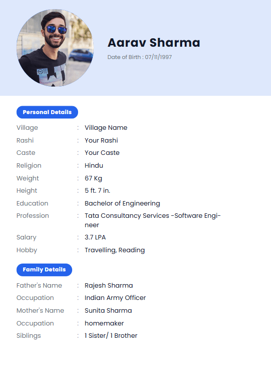 Biodata template 14