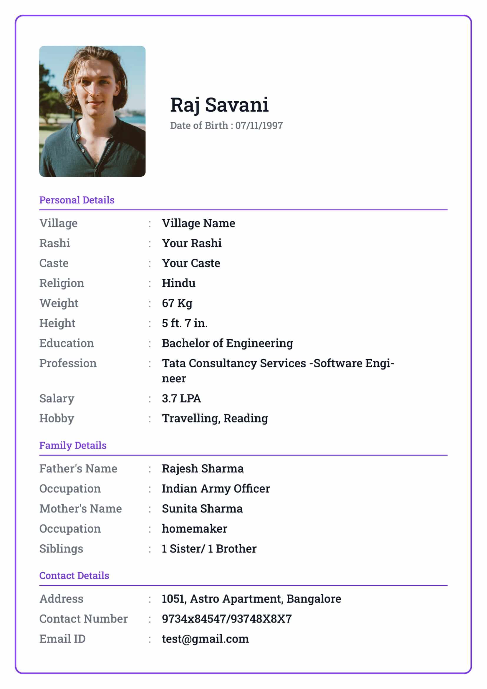 Biodata template 15