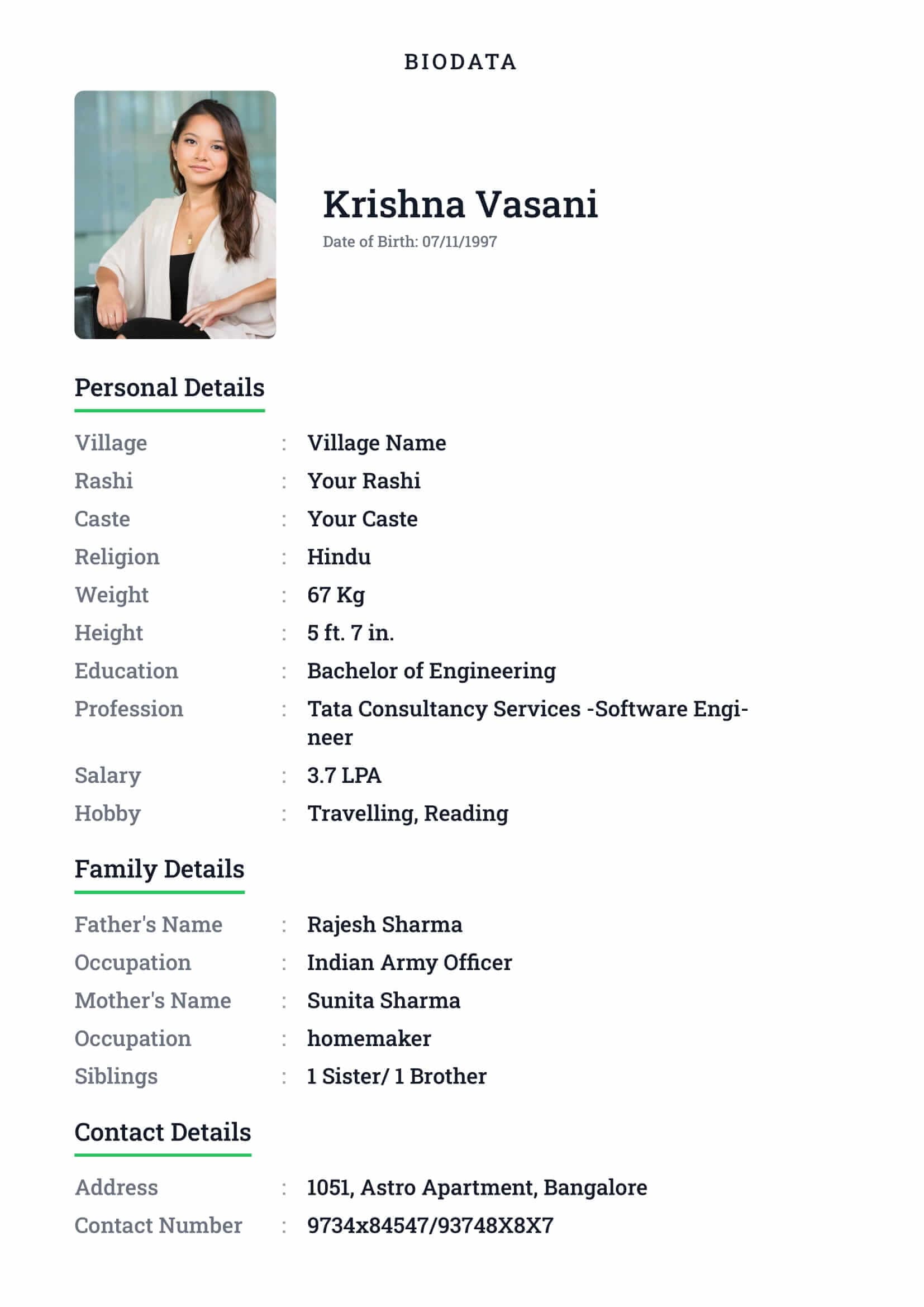 Biodata template 16