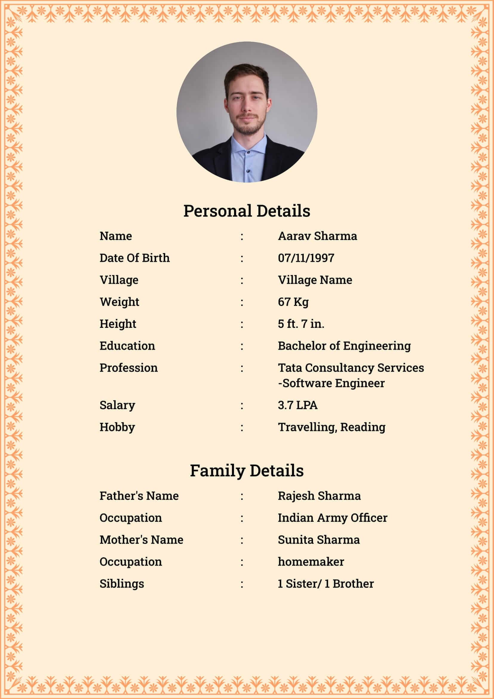 Biodata template 4