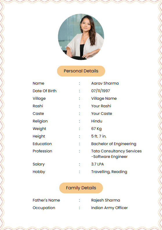 Biodata template 5
