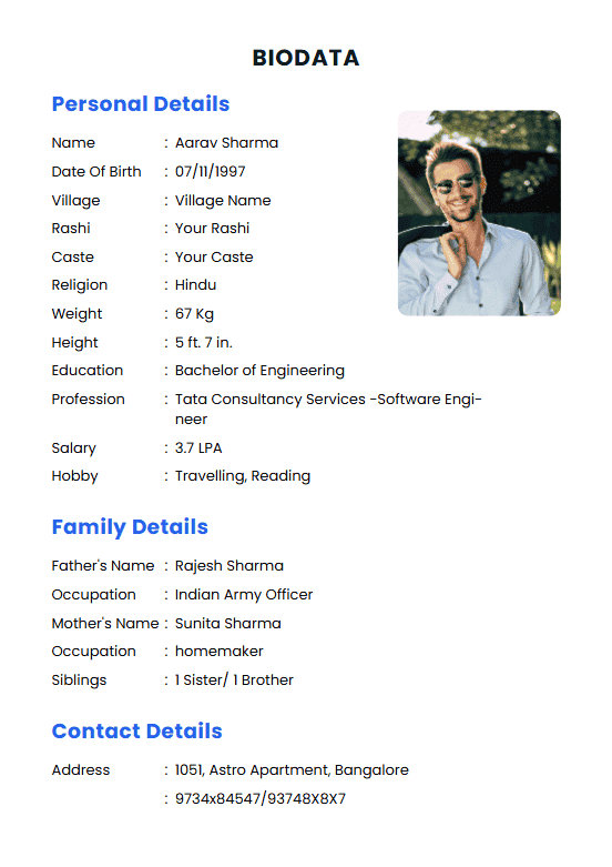 Biodata Template 1